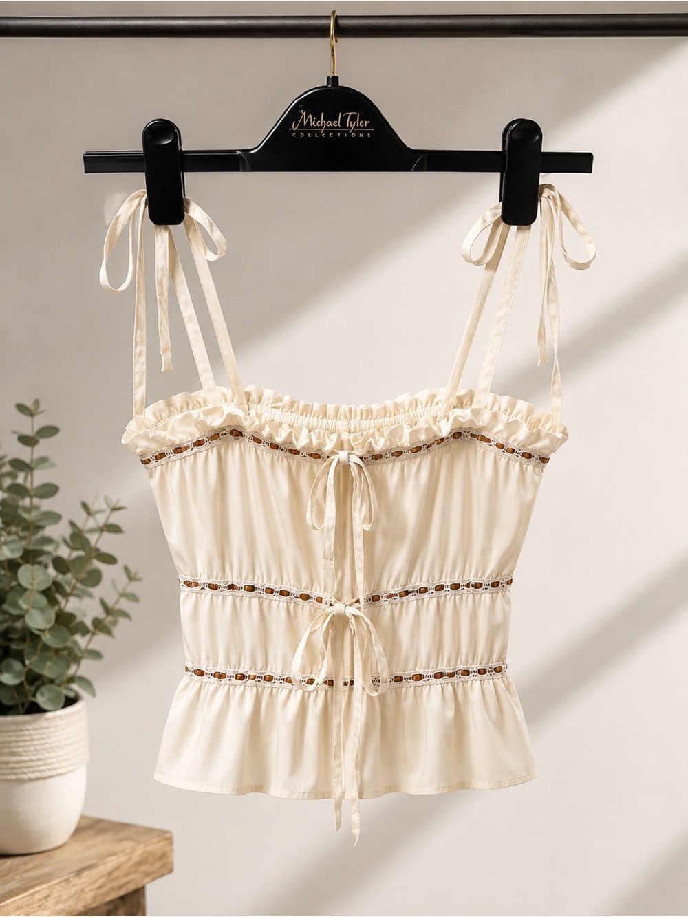 Thirty thirty Tie-Front Ruffle Cami Y2K/BOHO Look.